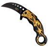 Poloautomatický karambit ''FLAMING SKULL''