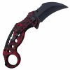Poloautomatický zavírací karambit "RED HELL" s klipem