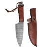 Velký pevný nůž "DAMASCUS TRAIL" s koženým pouzdrem