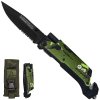 Taktický zavírací nůž "K25 ARMY RESCUE" s křesadlem a svítilnou