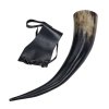 Roh na pití "VIKING STYLE" z bůvolího rohu s koženým závěsem
