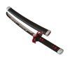 Malá nichirin katana "TANJIRO FLAME SWORD TINY" se stojánkem