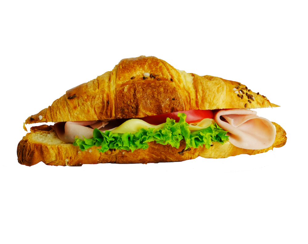 Plněný croissant šunkou a sýrem