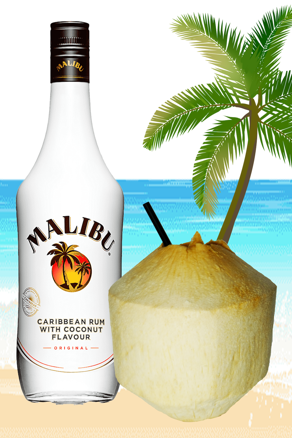 Mladý kokos s Malibu