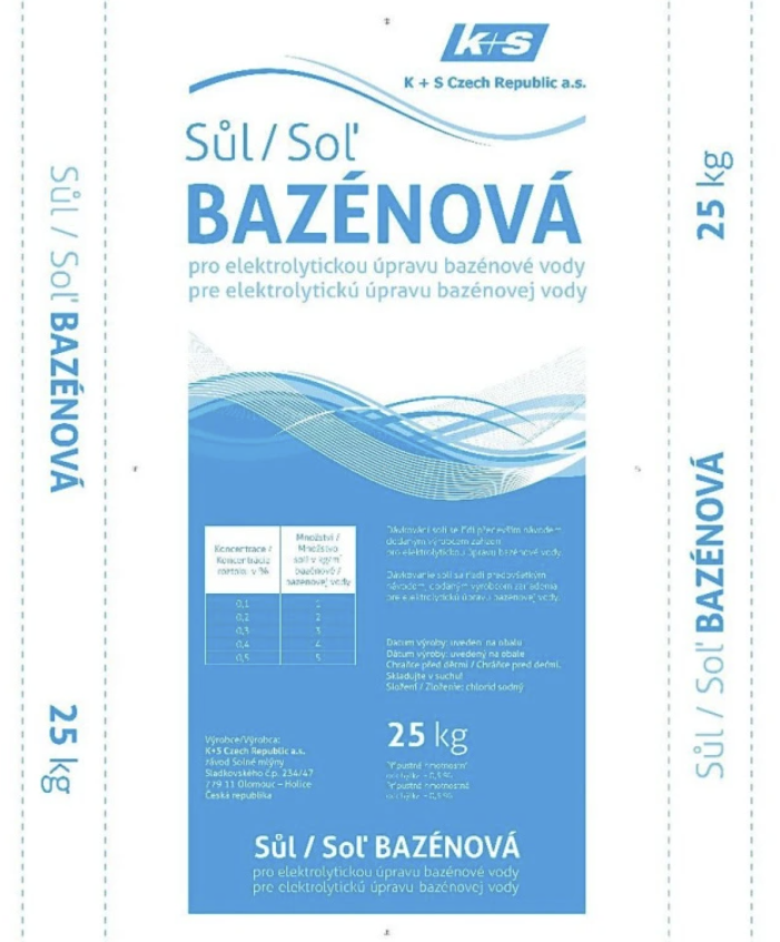 Soľ do bazéna 25 kg čistá vysokopercentná