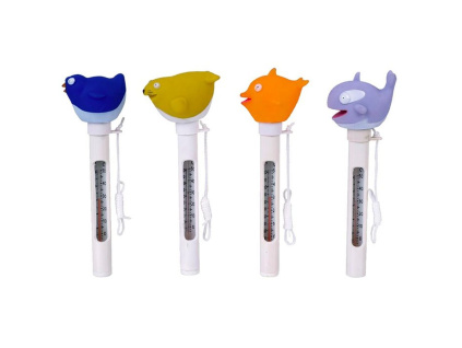 12673 1 teplomer plovouci s plovakem modrobily ptacek