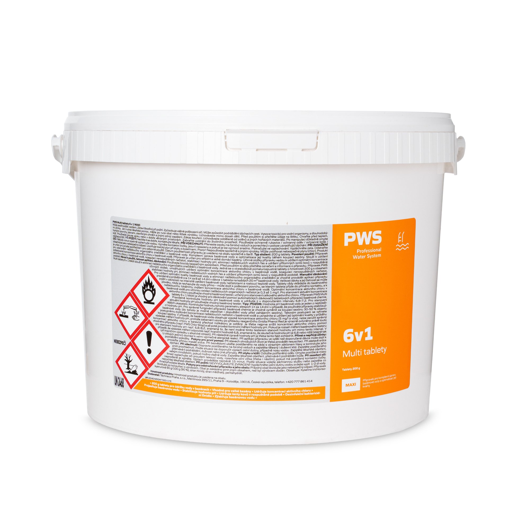Levně PWS - Professional Water System Multi tablety 6v1 do bazénu 200g 20kg ADR