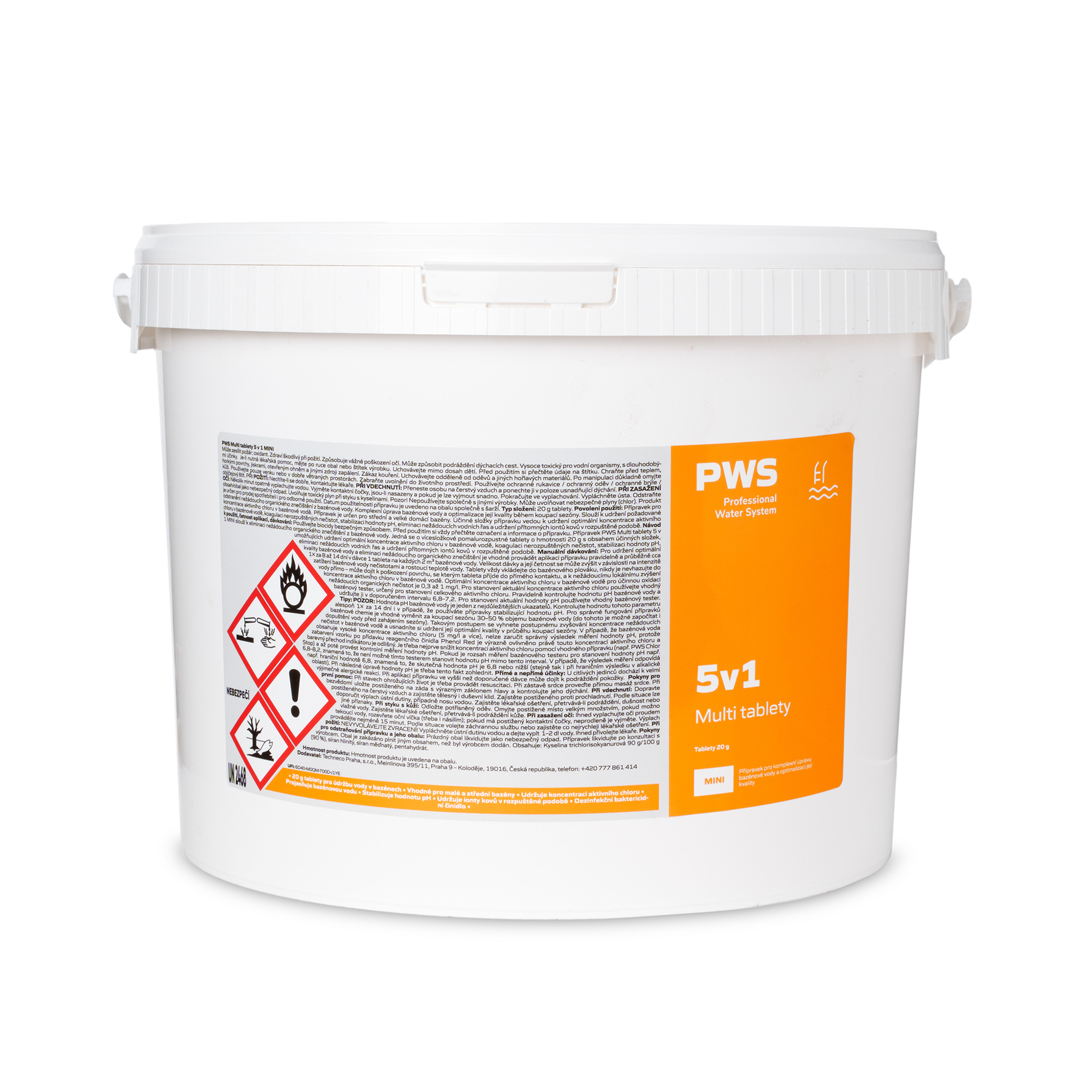 Levně PWS - Professional Water System Multi tablety 5v1 do bazénu 20g 20 kg ADR