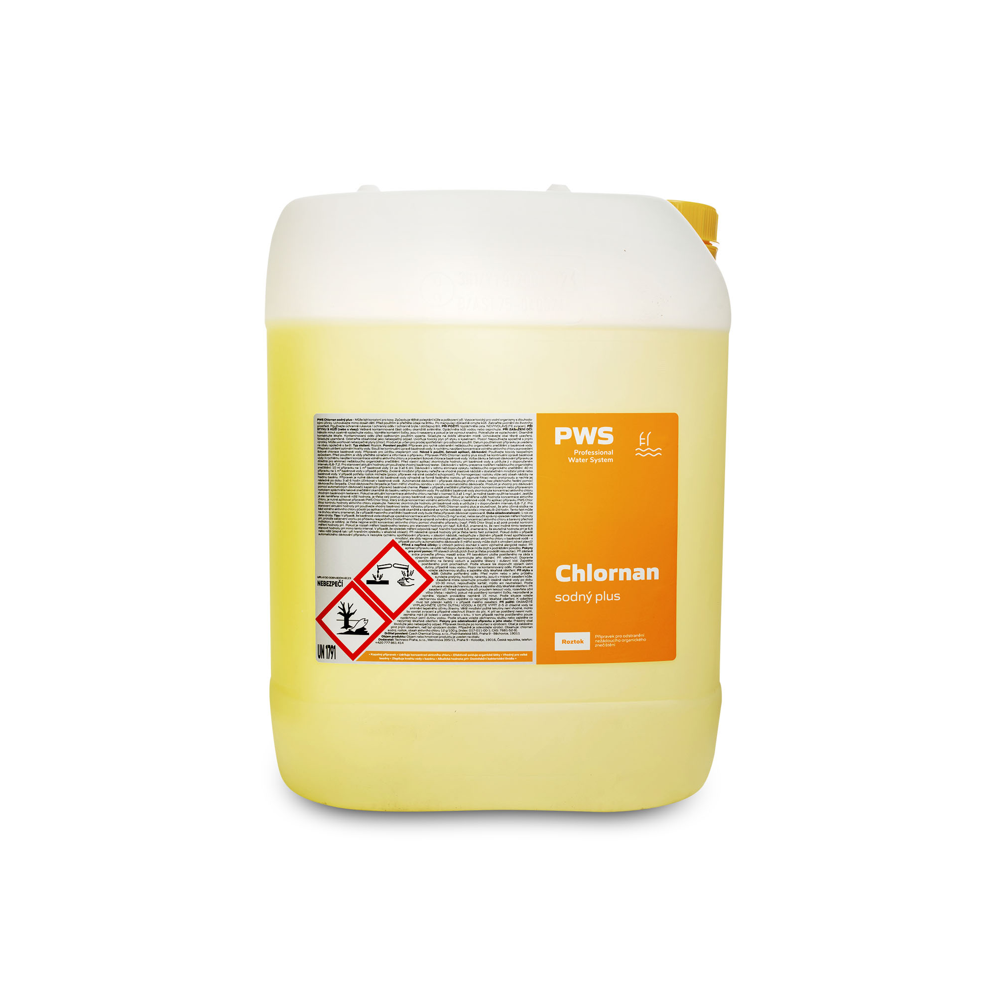 PWS - Professional Water System Chlornan sodný stabilizovaný 20l - doprava zdarma po celé ČR ADR
