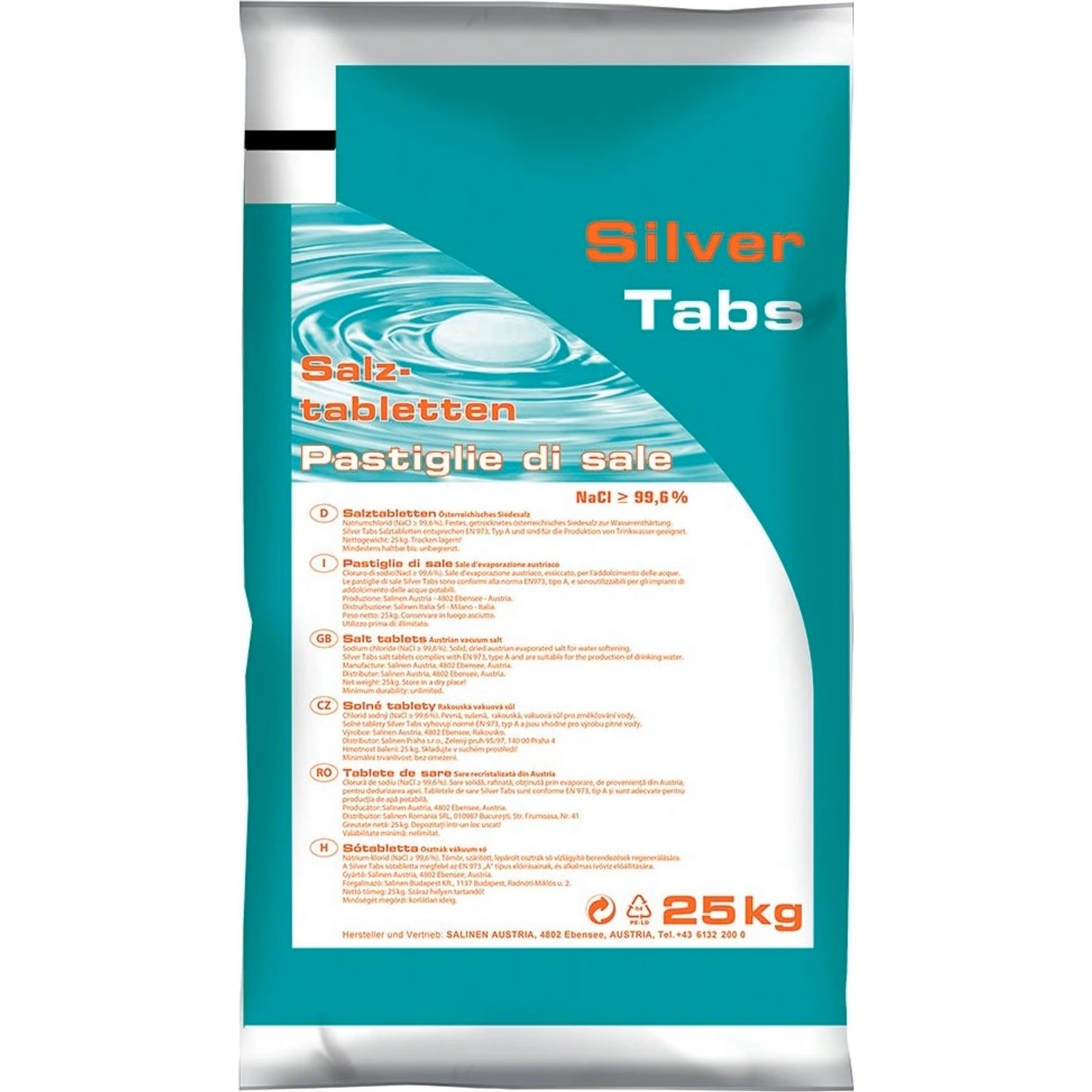 Levně Salinen Austria AG Tabletová regenerační sůl 25 kg Silver Tabs