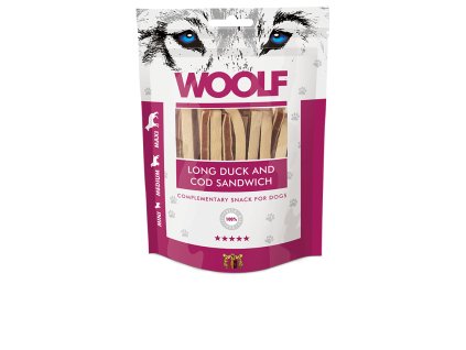 maskrta pre psa woolf dog duck codfish soft sandwich long 100 g