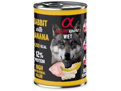 alpha spirit dog wet rabbit banana 400g