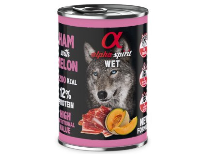 alpha spirit dog wet ham melon 400g