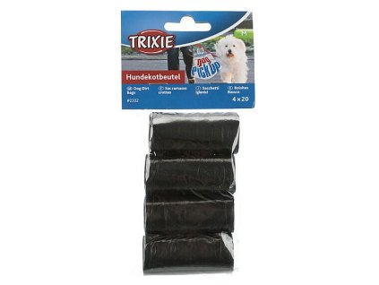 Dog poop bags, 4 rolls of 20 bags, black