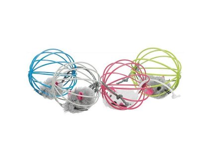 Plush mouse in a wire ball, plush, ø 6 cm