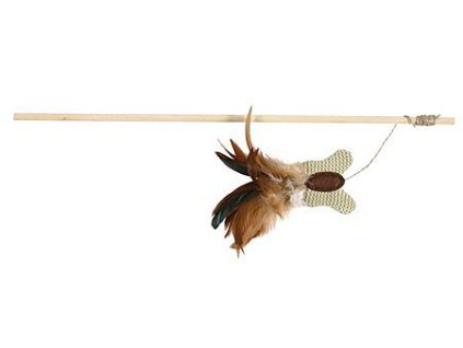 Playing rod with butterfly, feather/wood/jute, catnip, 45 cm