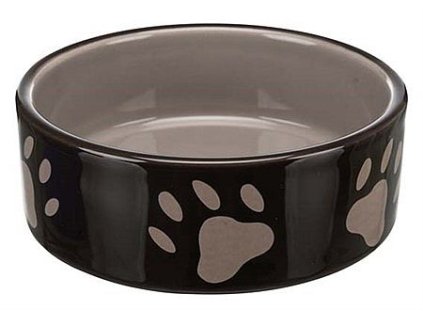 Bowl, with paw prints, ceramic, 0.3 l/ø 12 cm, brown/taupe