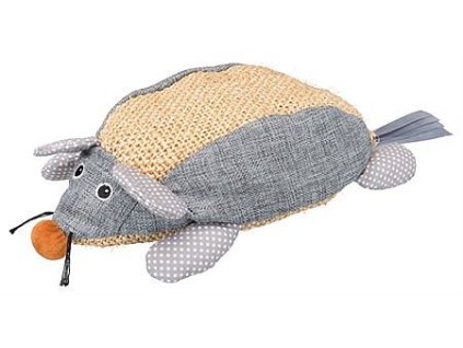 Mouse XXL, sisal/fabric, catnip, 30 cm, natural/grey