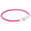 Flash light band USB, TPU/nylon, L–XL: 65 cm/ø 7 mm, pink