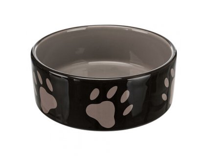 Keramická miska 0,3l/12cm - hnědá/tmavě šedá + motiv tlapky