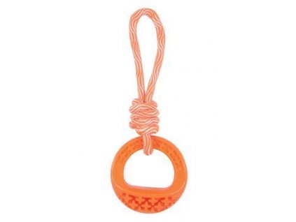 Zolux hračka pes TPR Samba kroužek s lanem oranžový