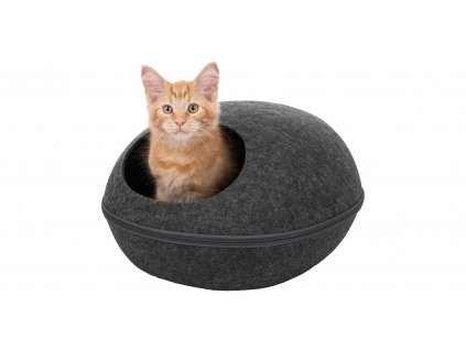 Trixie plstěná jeskyně pelíšek Liva 40x24x47cm tmavě šedá