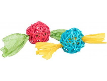 Trixie Set ratanových míčků s třásněmi pr. 4x13cm