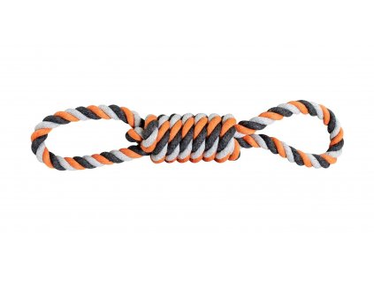 HipHop Přetahovadlo bavlněná osmice 38cm/190g tm. šedá, oranžová