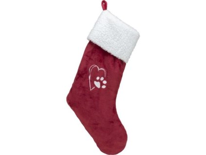 Trixie Xmas STOCKING - vánoční ponožka červená/bílá plyš 47cm