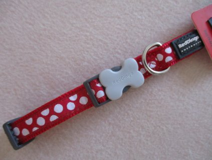 Obojek RD 15 mm x 24 36 cm White Spots on Red