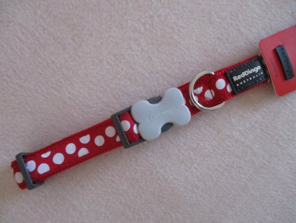 Obojek RD 20 mm x 30 47 cm White Spots on Red