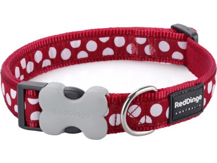 Obojek RD 25 mm x 41-63 cm - White Spots on Red