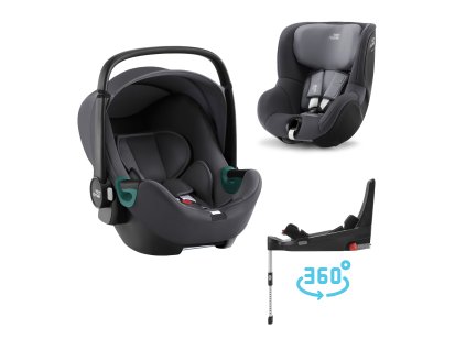 Autosedačka set Baby-Safe 3 i-Size+Flex Base 5Z+Autosedačka Dualfix 3 i-Size, Midnight Grey