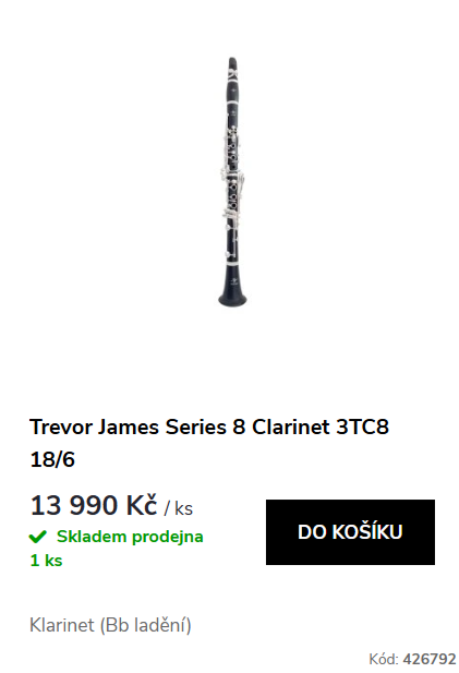 Studentský klarine Trevor James