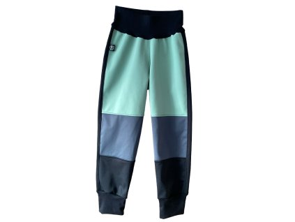 Softshellové kalhoty pružné s fleesem - MINT-ČERNÁ-ŠEDÁ