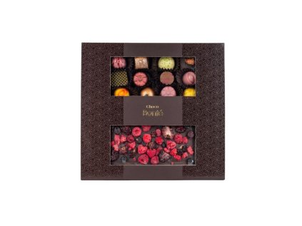Bonboniéra - 12 ks pralinek + tabulková čokoláda hořká