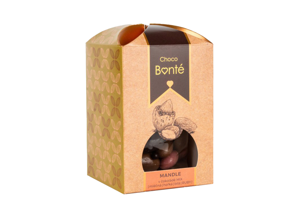 Choco Bonté Mandle v čokoládě MIX - hořká, mléčná, bílá, ruby