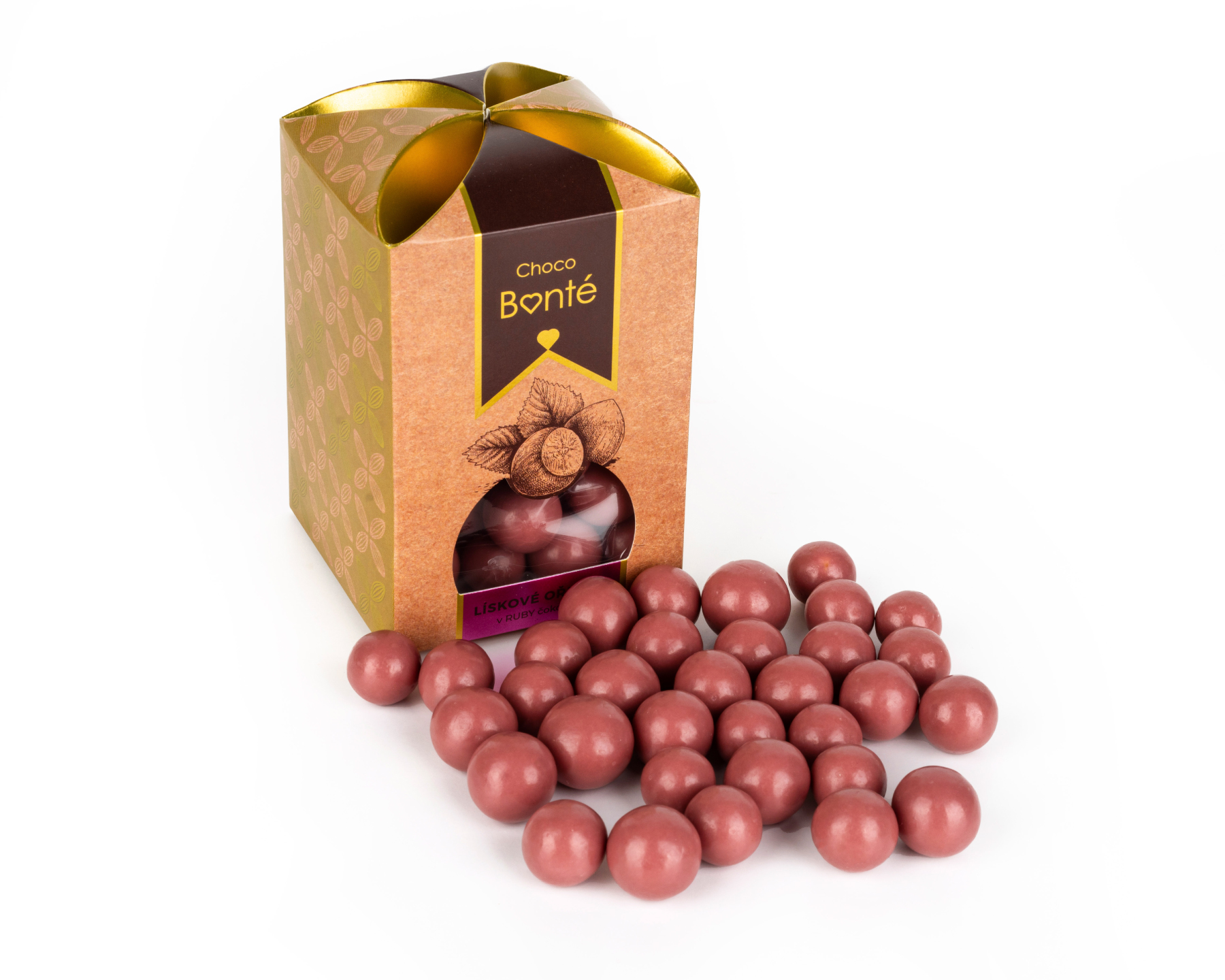 Choco Bonté Lískové ořechy v ruby čokoládě