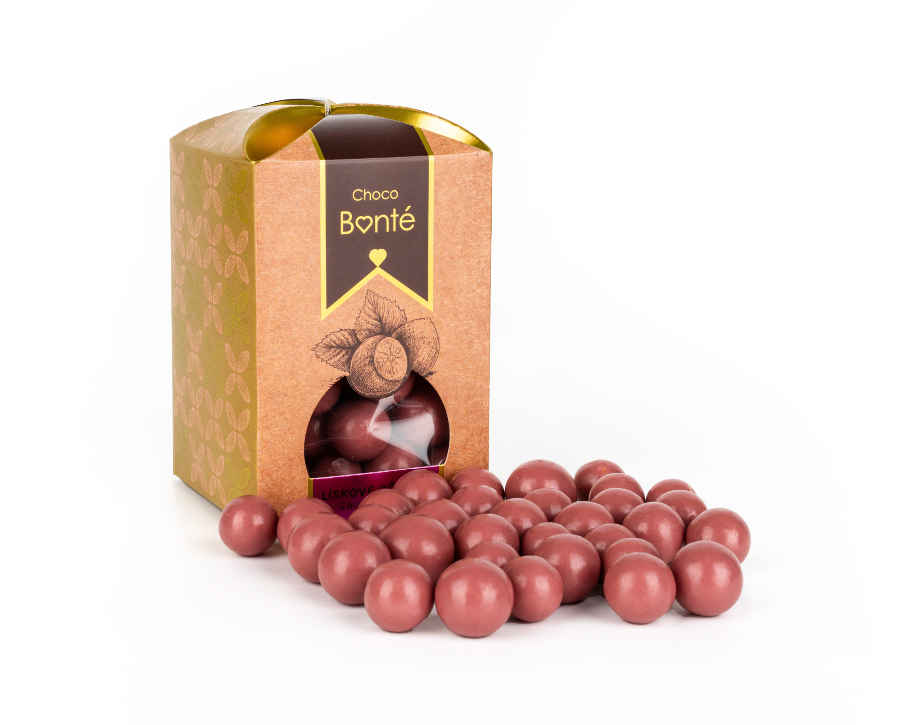 Choco Bonté Lískové ořechy v ruby čokoládě