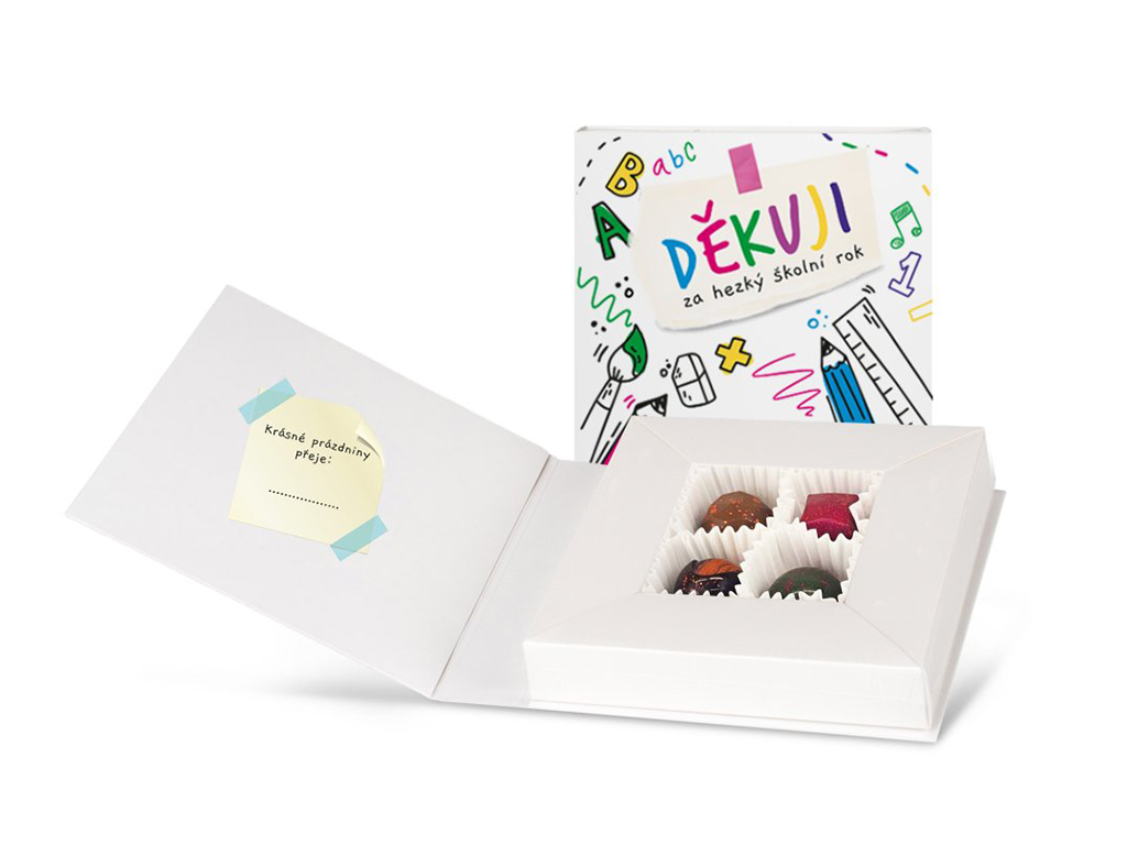 Choco Bonté Dárek pro učitele/ky Bonboniéra "Děkuji"- 4 ks pralinek