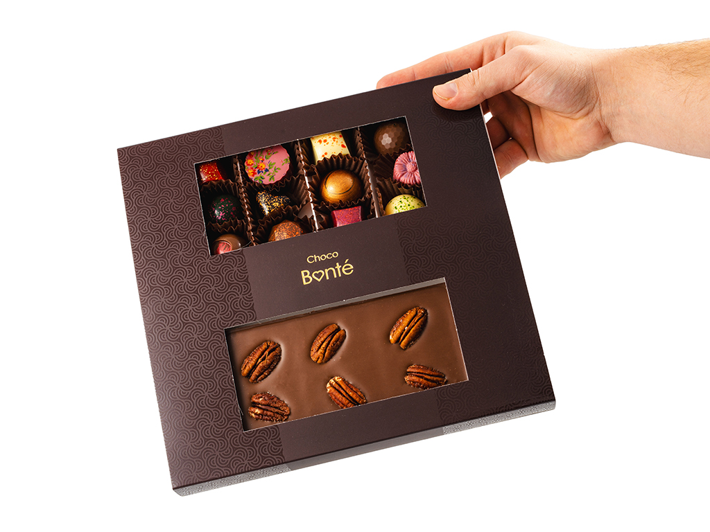 Choco Bonté Bonboniéra -12 ks pralinek + tabulková čokoláda mléčná