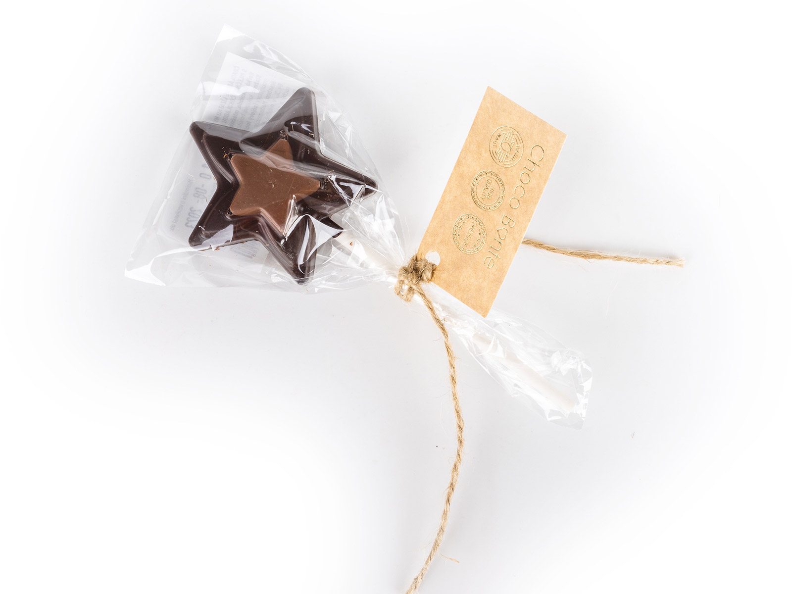 Čokoládové lízátko hvězda hořké s mléčnou čokoládou
