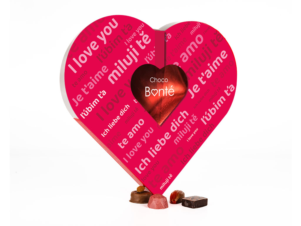 Bonboniéra - 16 ks pralinek ve tvaru srdce