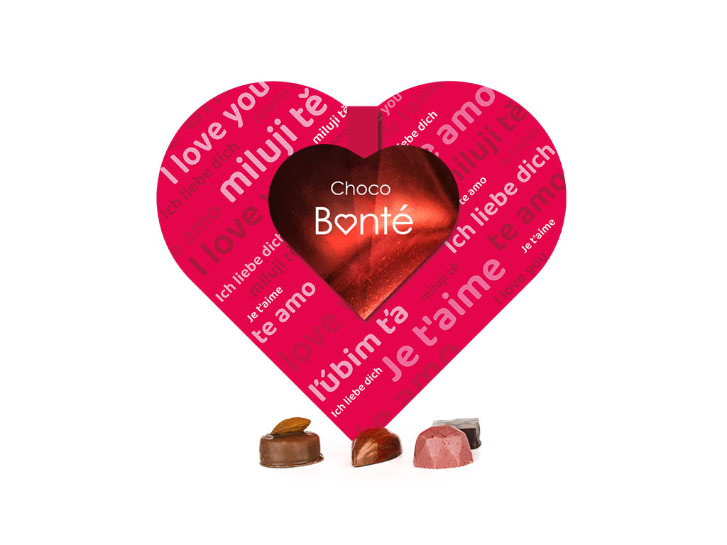 Bonboniéra - 6 pralinek ve tvaru srdce miluji Tě
