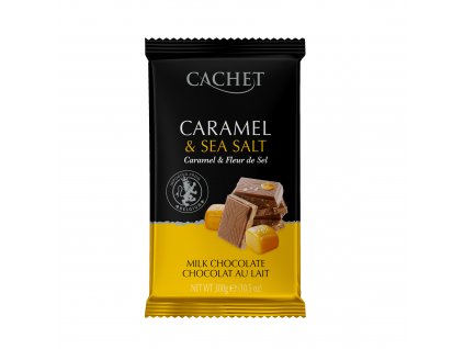 Tabulková čokoláda Cachet - Mléčná s mořskou solí a karamelem, 300 G