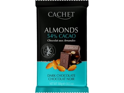 Tabulková čokoláda Cachet - Hořká s mandlemi 54%, 300 G