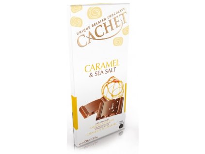 Tabulková čokoláda Cachet - Mléčná s mořskou solí a karamelem, 100 G