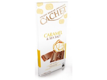 Tabulková čokoláda Cachet - Mléčná s mořskou solí a karamelem, 100 gr