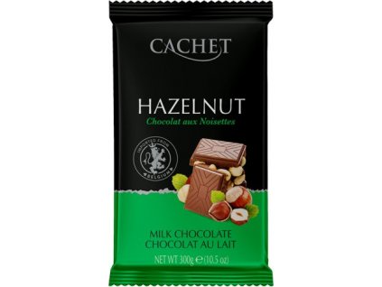 Tabulková čokoláda Cachet - Mléčná s lískovými ořechy, 300 G