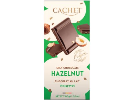 Tabulková čokoláda Cachet - Mléčná s lískovými ořechy, 100 G